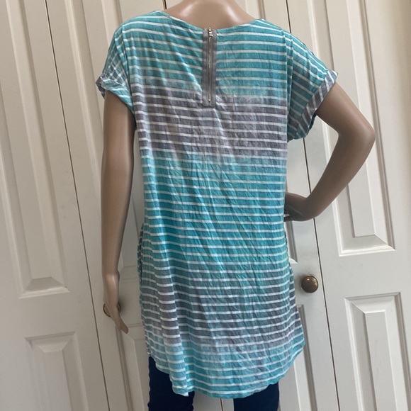 Blue Curl Beachwear Womens Large Cover up Long Shirt. stripes. Ombré. Pockets. - Picture 7 of 12